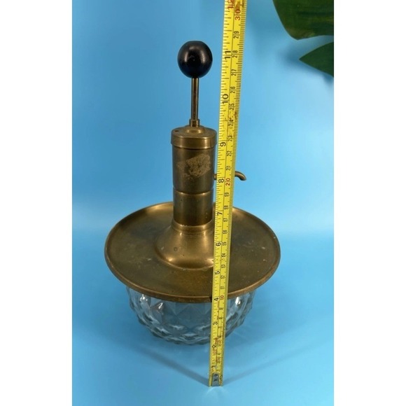 Antique Style Vintage Brass Soap Dispenser Glass Base Pump Bathroom Decor VTG - Picture 3 of 6